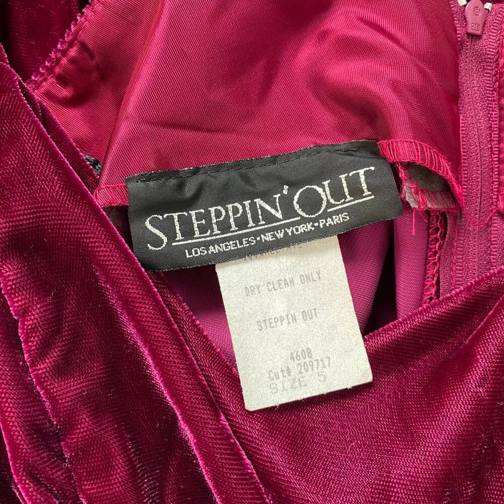 Vintage 90s Velvet Dress Steppin' Out Mini Burgundy Wine Whimsygoth Party Size 5 - Picture 7 of 7